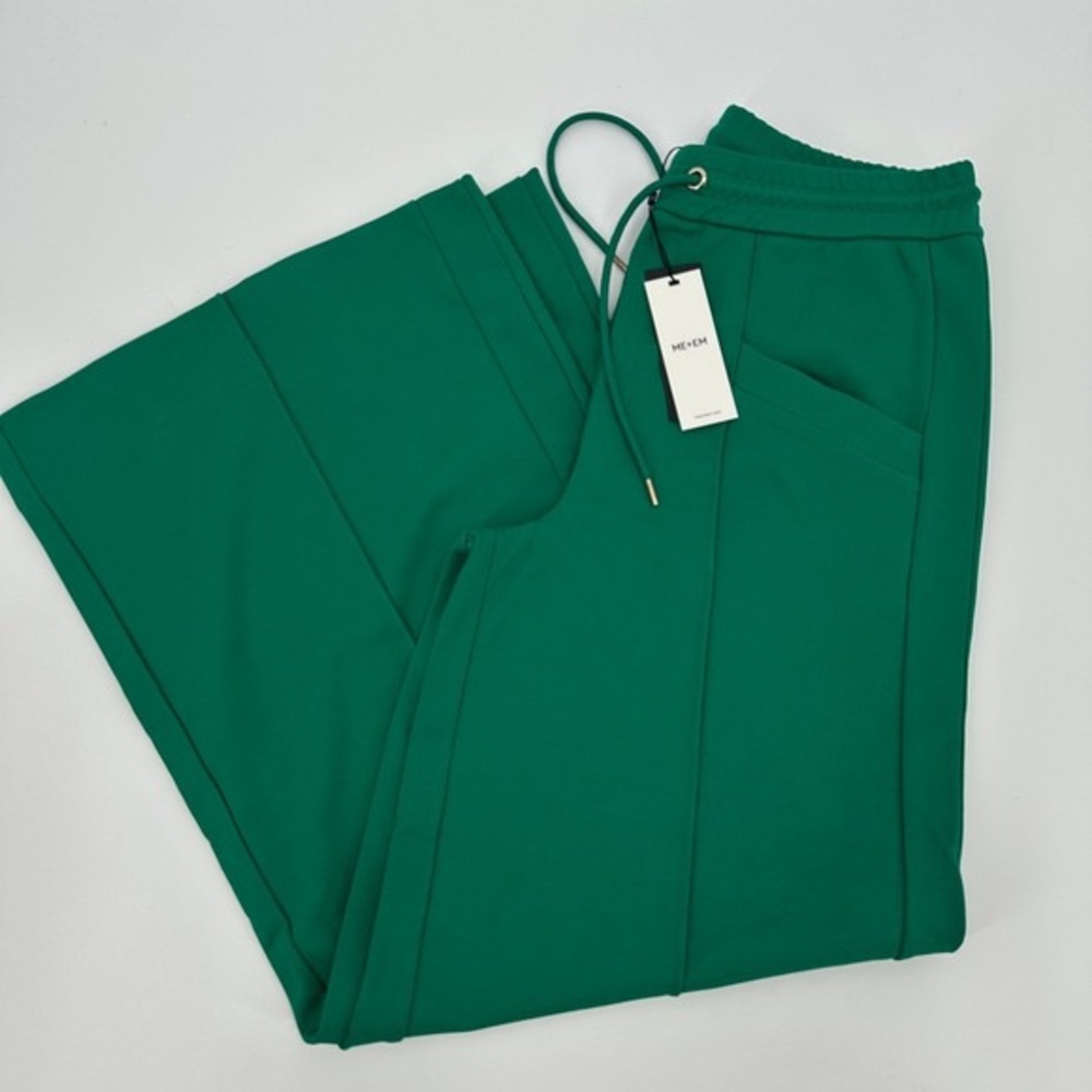 Green Wide-Leg Drawstring Pants - Picture 2 of 4